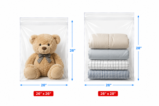 24" - 30" Wide | Reclosable Clear Zip Lock Bags 50 Pack, 2 Mil, Multiple Sizes