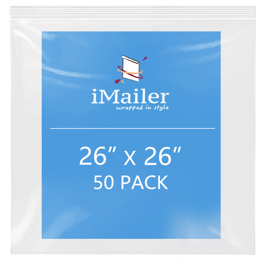 2 Mil Large 26" x 26" Clear Resealable Zip Bags 50 Pack