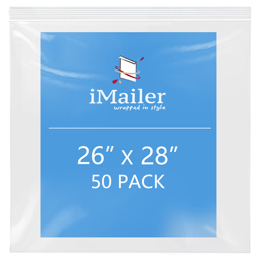 2 Mil 26" x 28" Resealable Clear Zip Bags 50 Pack