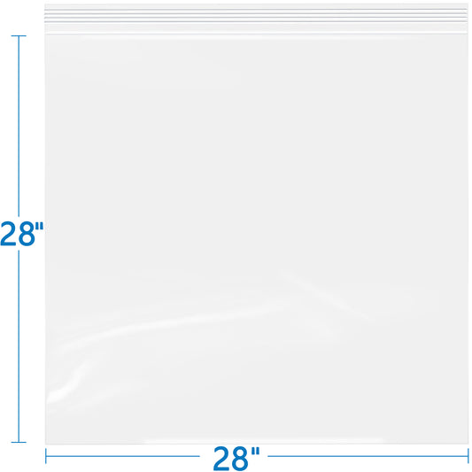 2 Mil 28" x 28" Resealable Clear Zip Top Lock Bags 50 Pack