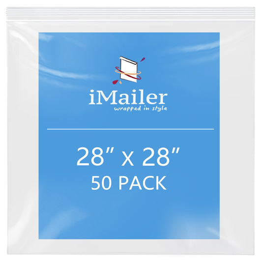2 Mil 28" x 28" Resealable Clear Zip Top Lock Bags 50 Pack