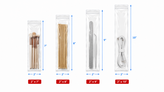 2" Wide | Reclosable Clear Zip Lock Bags 500 Pack, 2 Mil, Multiple Sizes