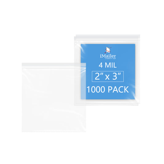4 Mil Thick 2" x 3" Heavy Duty Resealable Zip Poly Bags