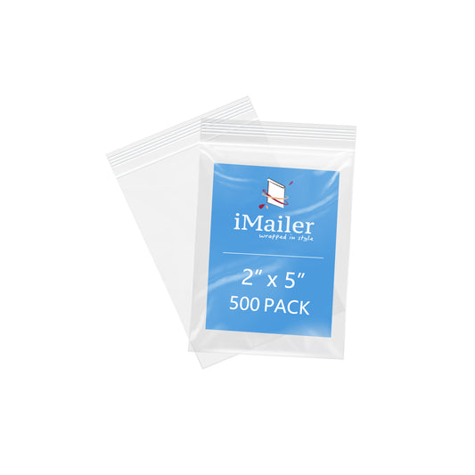 2" x 5" 2 Mil Resealable Zip Bags 500 Pack