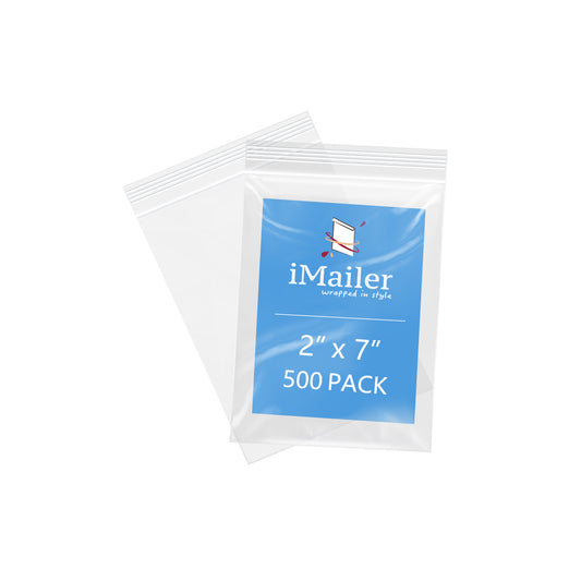 2" x 7" 2 Mil Resealable Zip Bags 500 Pack