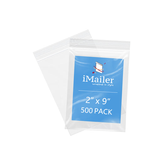 2" x 9" 2 Mil Resealable Zip Bags 500 Pack