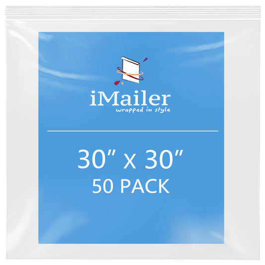 30" x 30" 2 Mil Resealable Clear Zip Top Lock Bags 50 Pack