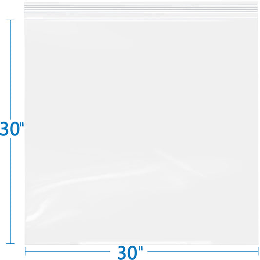 30" x 30" 2 Mil Resealable Clear Zip Top Lock Bags 50 Pack