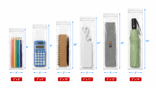 3" Wide | Reclosable Clear Zip Lock Bags 500 Pack, 2 Mil, Multiple Sizes