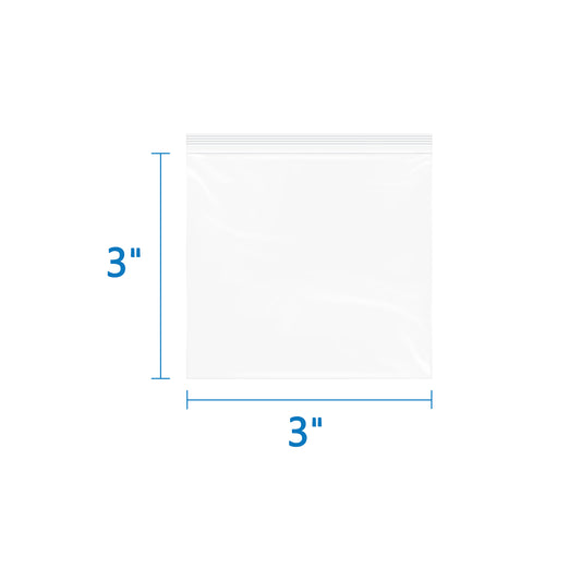 6 Mil 3" x 3" Thick Zip Bags 500 Pack Heavy-Duty Reusable