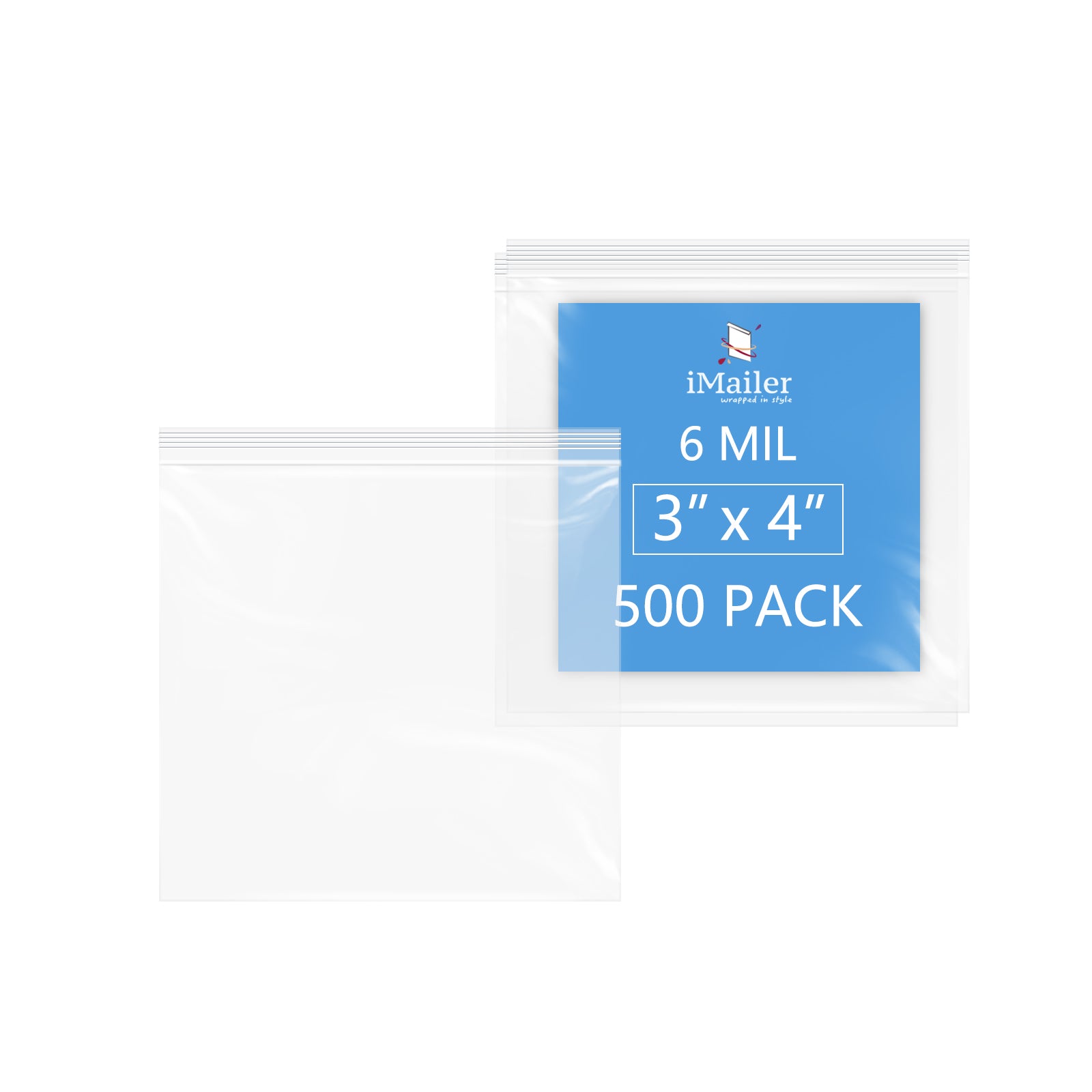 6 Mil 3" x 4" Zip Bags 500 Pack Heavy-Duty and Reusable
