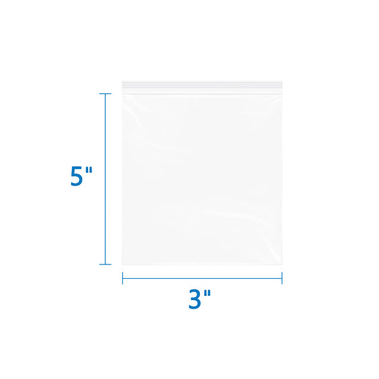 6 Mil 3" x 5" Thick Zip Bags 200 Pack Durable Reusable