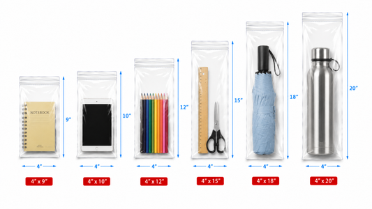 4" Wide | Reclosable Clear Zip Lock Bags 500 Pack, 2 Mil, Multiple Sizes