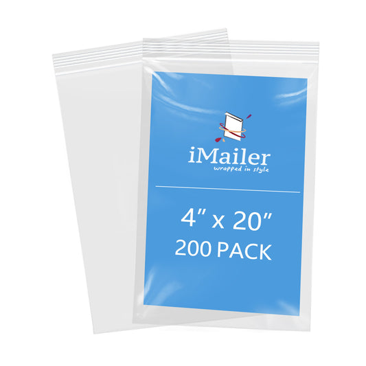 4" x 20" 2 Mil Durable Zip Bags 500 Pack