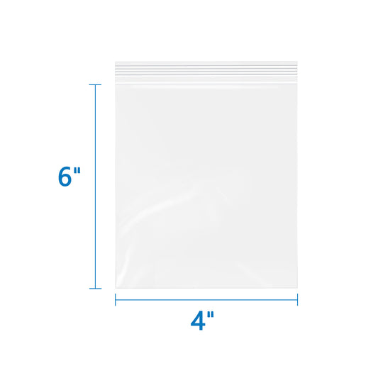 4 Mil 4" x 6" Heavy-Duty Reusable Zip Bags – 500 Pack