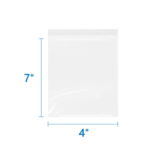 4" x 7" 2 Mil Reusable Zip Bags 500 Pack