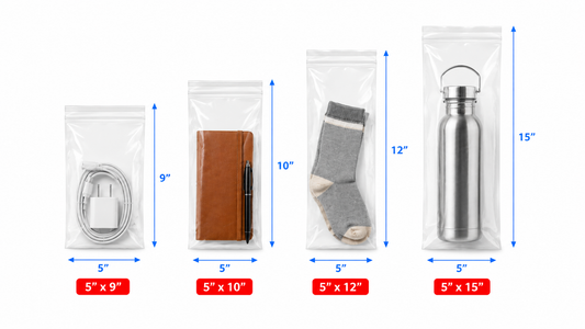 5" Wide | Reclosable Clear Zip Lock Bags 500 Pack, 2 Mil, Multiple Sizes