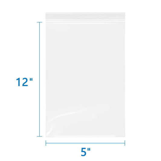 5" x 12" 2 Mil Long Resealable Plastic Zip Lock Bags