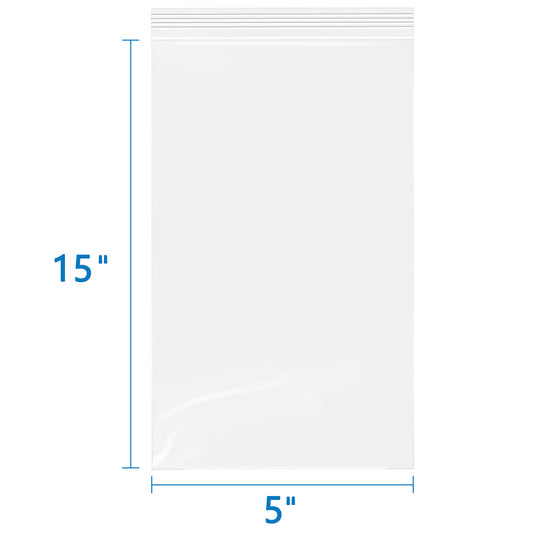 5" x 15" 2 Mil Resealable Plastic Long Zip Lock Bags