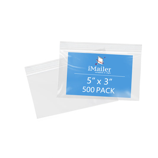 5" x 3" 500 Pack Clear Resealable Zip Bags