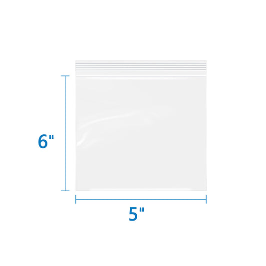 5" x 6" 2 Mil Clear Resealable Zip Bags 500 Count