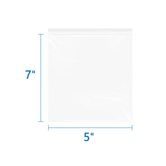 6 Mil 5" x 7" Heavy-Duty Zip Bags 100 Pack Reusable