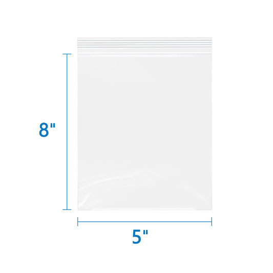 5" x 8" 500 Pack 2 Mil Clear Resealable Zip Bags