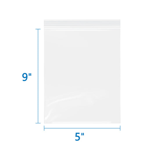 5" x 9" 2 Mil Clear Resealable Zip Bags  500 Pack