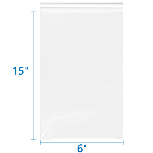 6" x 15" 2 Mil Clear Resealable Zip Bags 500 Pack