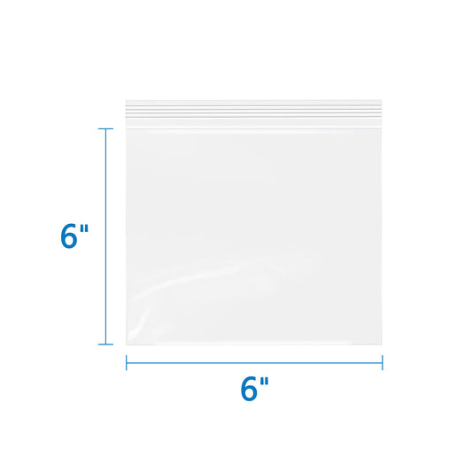 6" x 6" 2 Mil Resealable Zip Bags 500 Count