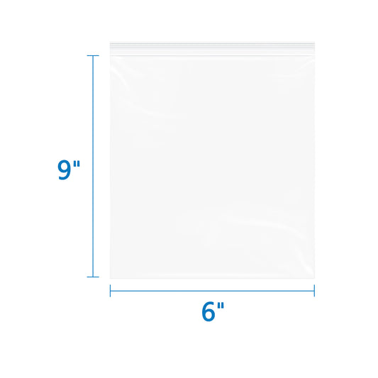 6 Mil 6" x 9" Thick Zip Bags 100 Pack Durable Reusable