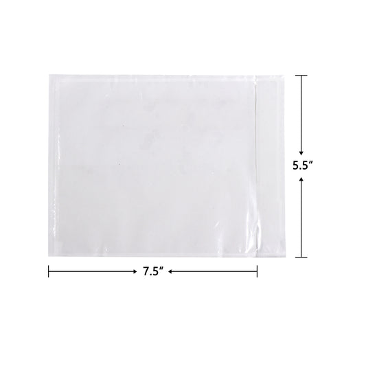7.5" x 5.5" Clear Self-Adhesive Packing List Envelopes 200 Pack