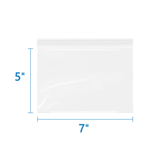 7" x 5" 2 Mil Reusable Clear Zip Bags 200 Pack