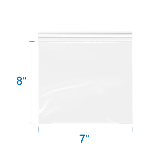 2 Mil 7" x 8" Resealable Clear Plastic Bags 200 Pack