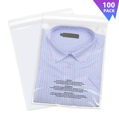 iMailer 8" x 10" Self Seal 1.6 Mil Clear Plastic Poly Bags with Suffocation Warning