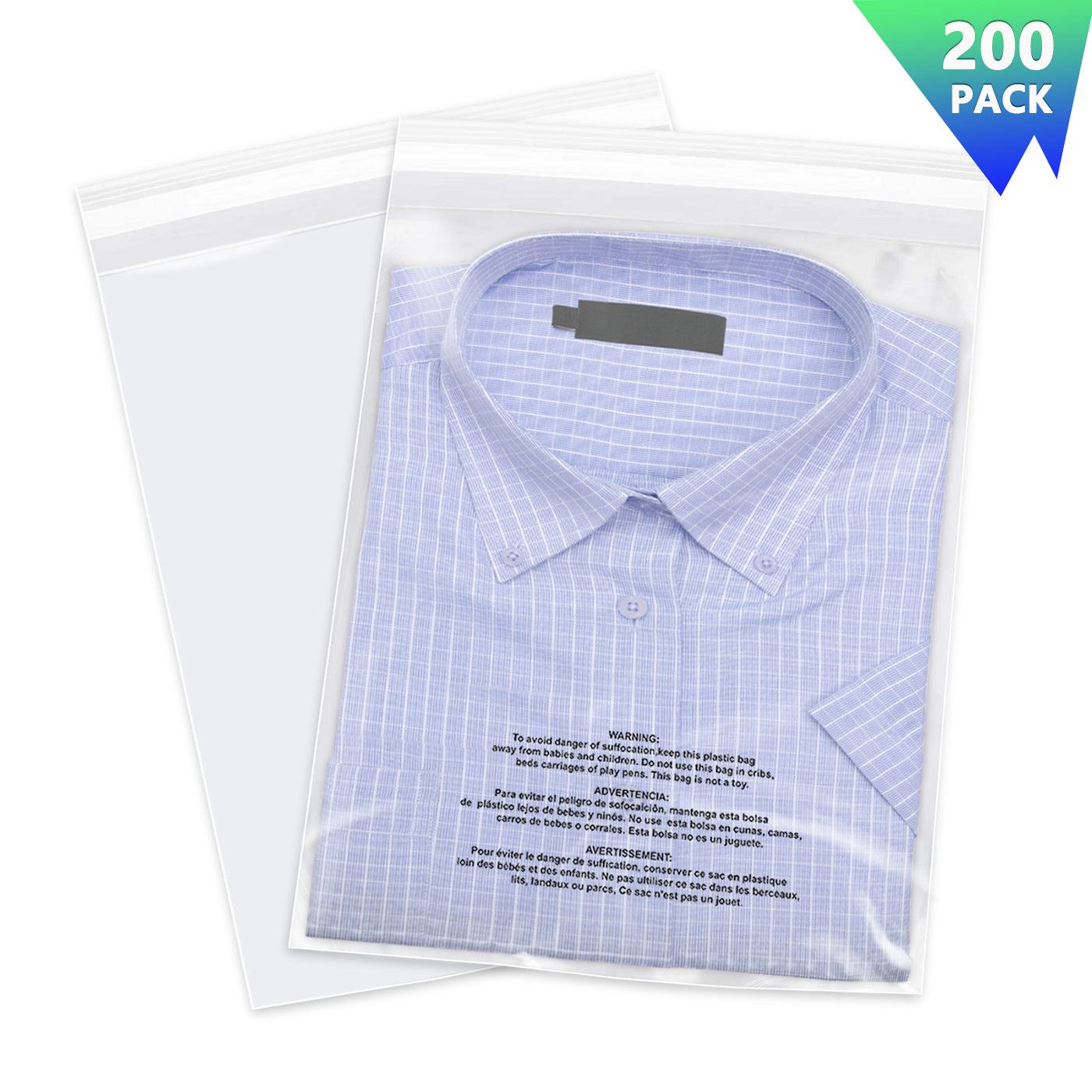 iMailer 8" x 10" Self Seal 1.6 Mil Clear Plastic Poly Bags with Suffocation Warning
