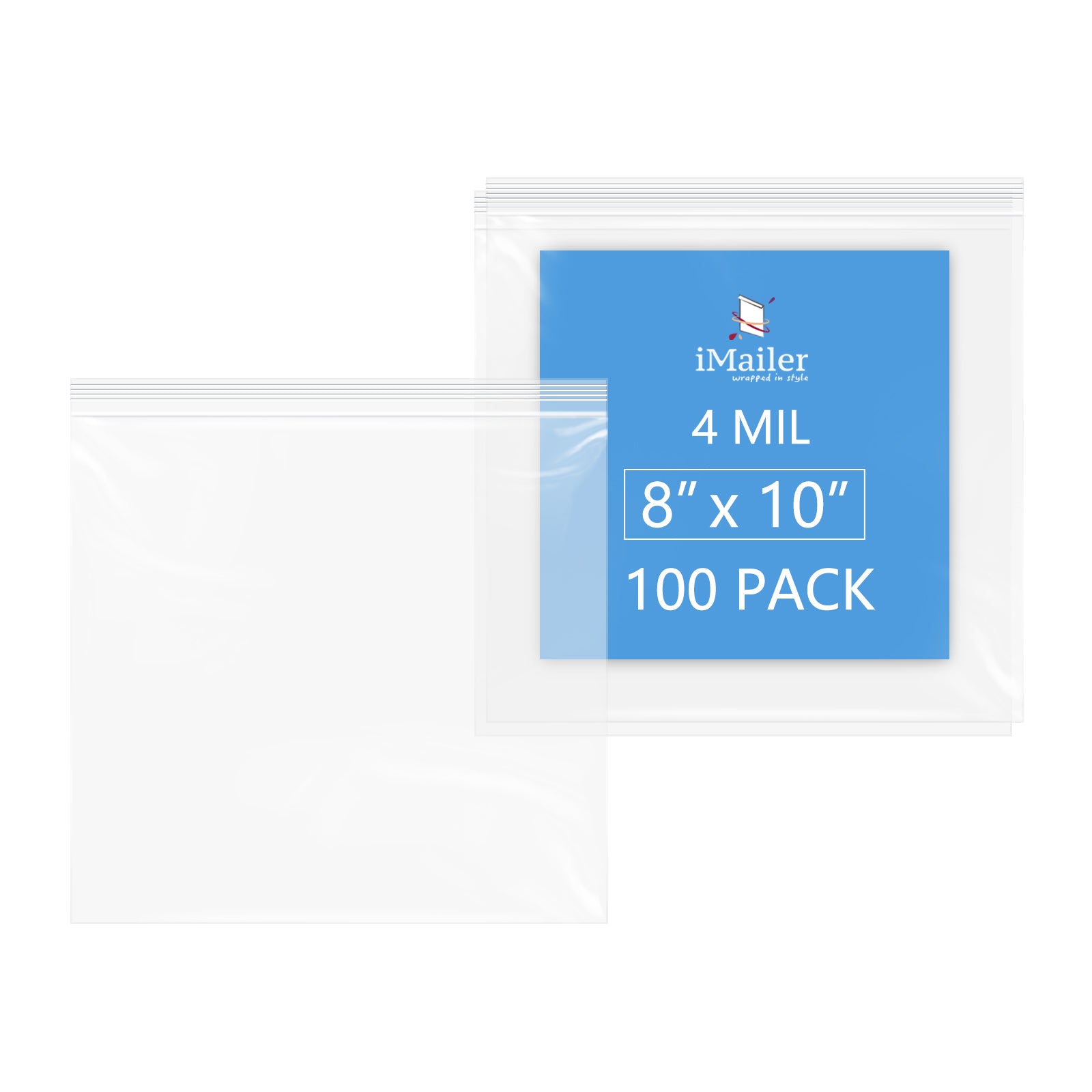4 Mil 8" x 10" Zip Poly Bags 100 Pack Heavy Duty Reusable