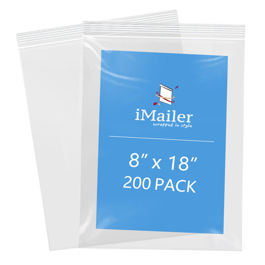 2 Mil 8" x 18" Clear Reusable Zip Bags 200 Pack