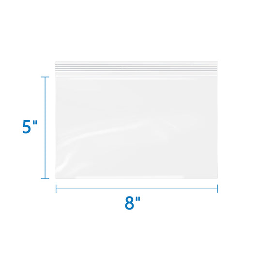 2 Mil 8" x 5" Reusable Clear Zip Bags 200 Pack