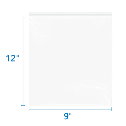6 Mil 9" x 12" Thick Zip Bags 50 Pack Durable Reusable