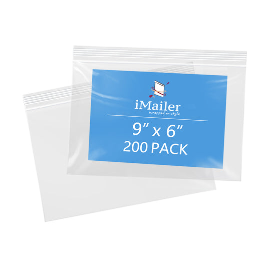 2 Mil 9" x 6" Reusable Clear Zip Bags 200 Pack
