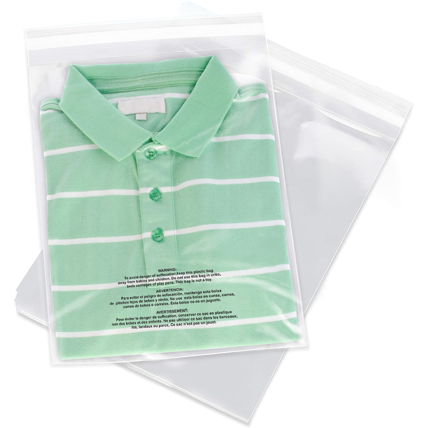 Imailer 12" x 15" Self Seal 1.6 Mil Clear Plastic Poly Bags with Suffocation Warning