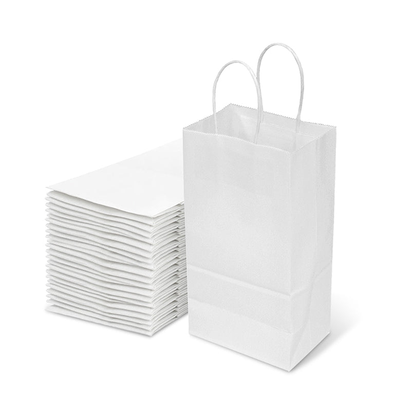 Imailer White Kraft Paper Bags 5.25x3.75x8 Inch 100Pcs Gifts Bags Party Bags Shopping Bags