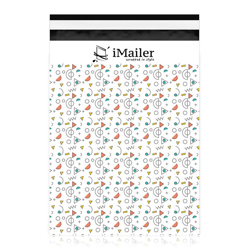 Imailer 10"x 13" Mailing Shipping Bags with Self Seal Strip Colorful Geometry Poly Mailer Envelope