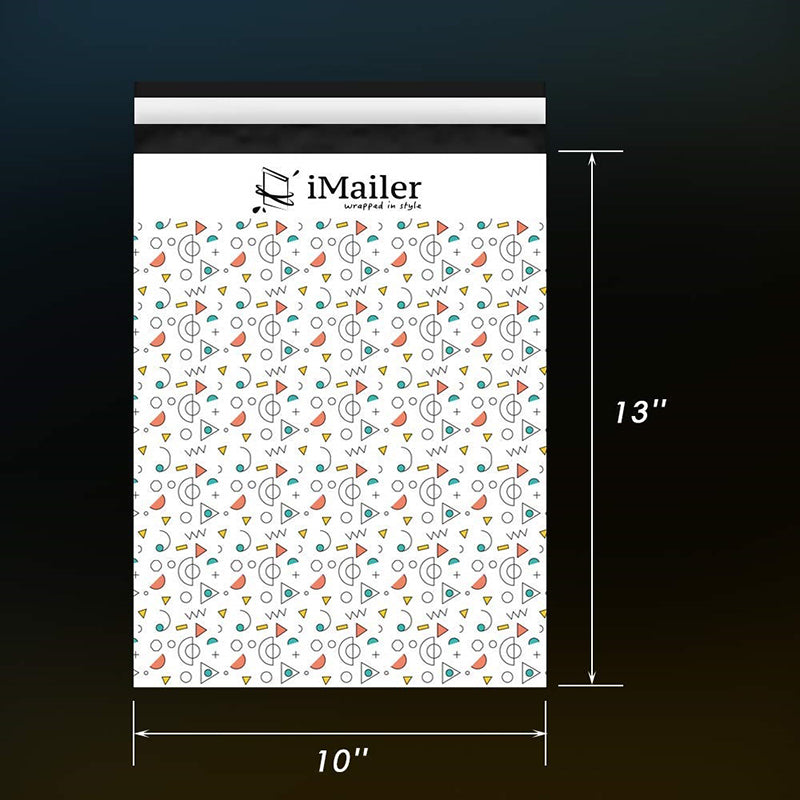 Imailer 10"x 13" Mailing Shipping Bags with Self Seal Strip Colorful Geometry Poly Mailer Envelope