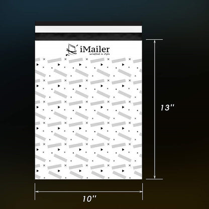 Imailer 10"x 13" Mailing Shipping Bags with Self Seal Strip Black Geometry Poly Mailer Envelope