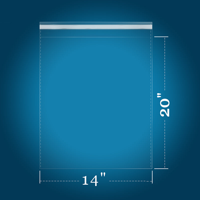 14" x 20" Clear Plastic Cellophane Bags Resealable Plastic Poly Bags