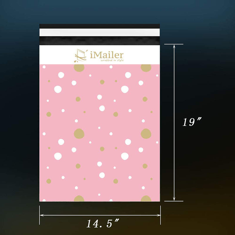 Imailer Mailing Shipping Bags with Self Seal Strip Pink Polka Dot - Thank You Poly Mailer Envelope